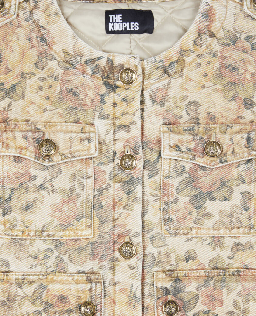The Kooples FEMME BEIGE LINEN veste imprim&eacute; fleuri