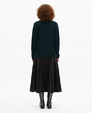 The Kooples F FOREST dark green wool stand-up collar sweater