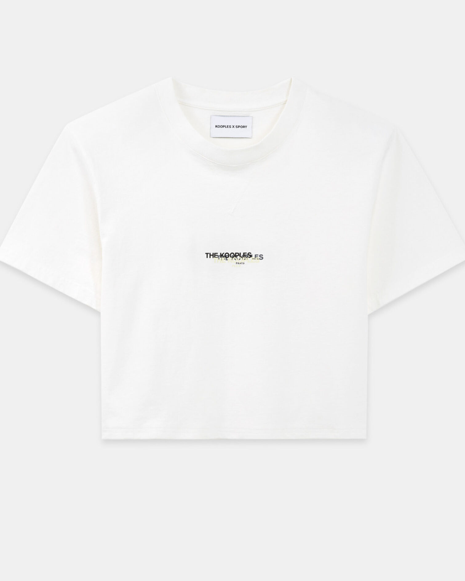 T-Shirt ecru Baumwolle dreifach Logoprint, WHITE, hi-res image number null