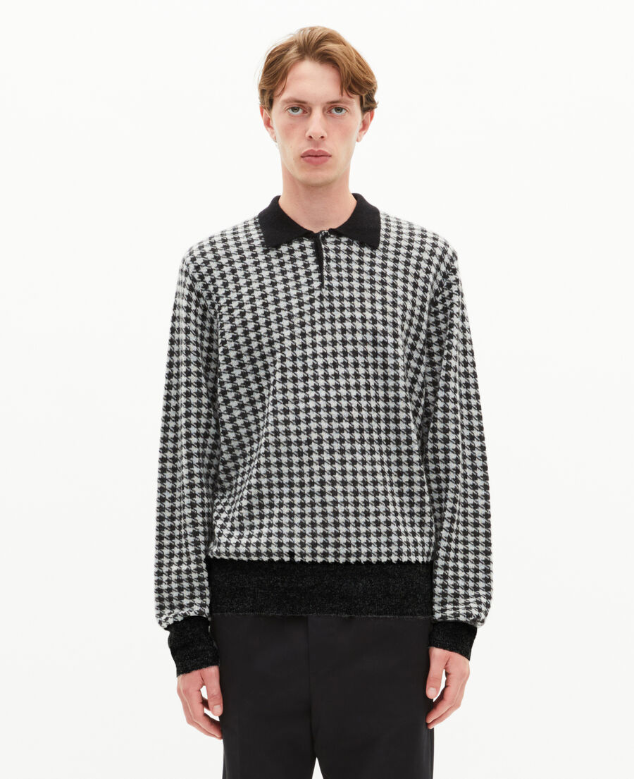 The Kooples MEN BLACK WHITE black houndstooth sweater