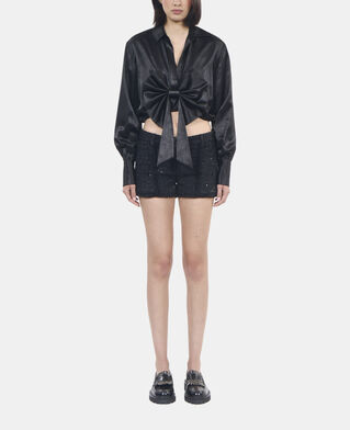 The Kooples FEMME BLACK top &agrave; n&oelig;ud noir