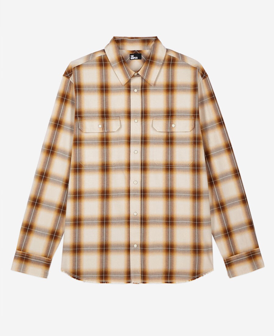 The Kooples H BROWN-BEIGE checked shirt