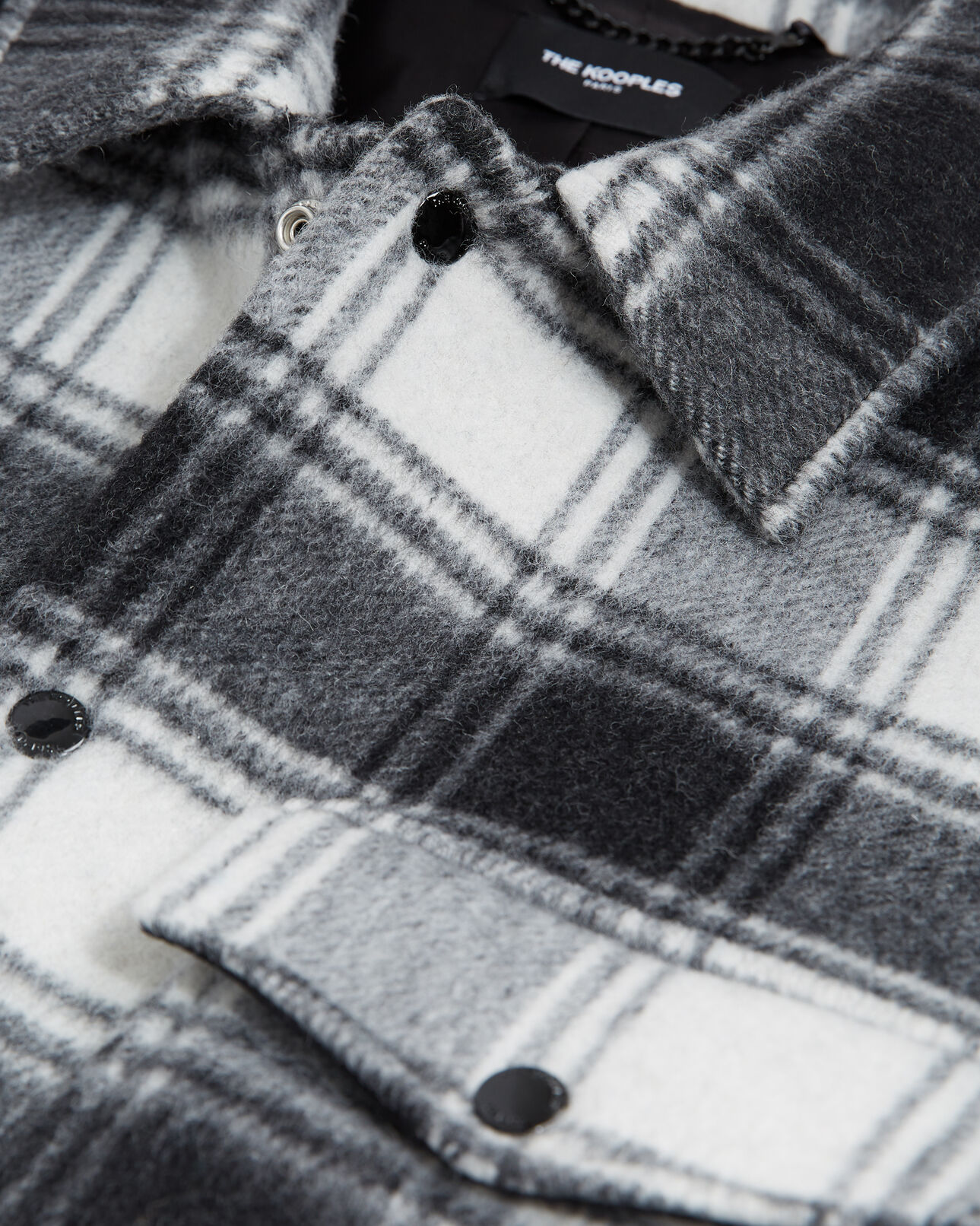The Kooples MEN BLACK WHITE black and white wool jacket with check motif