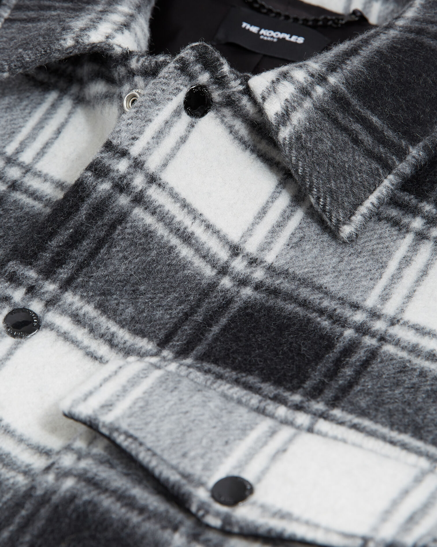 Black and white wool jacket with check motif, BLACK WHITE, hi-res image number null