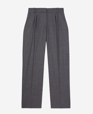 The Kooples F GREY grey flannel trousers with pleats