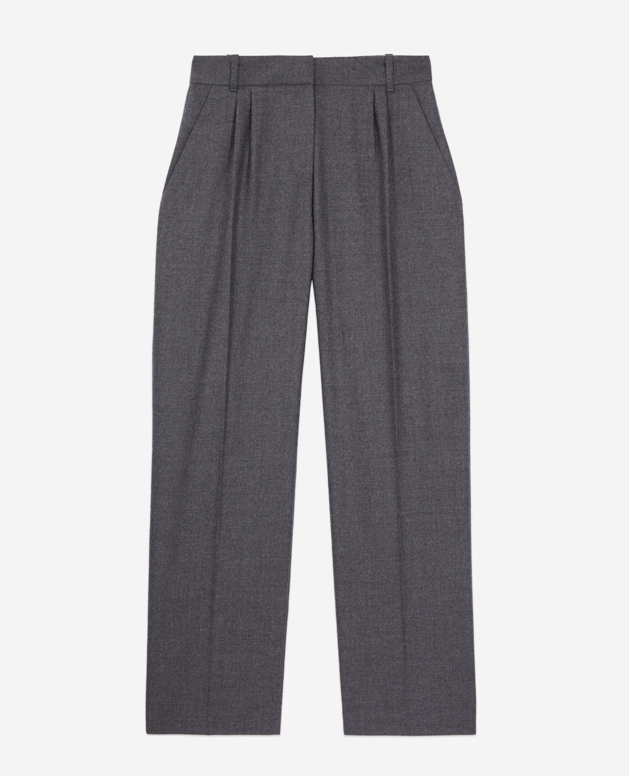 Grey flannel trousers with pleats, GREY, hi-res image number null