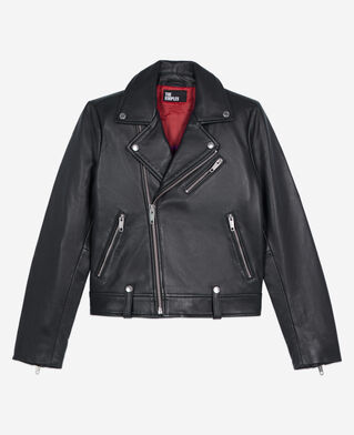 The Kooples FEMME BLACK blouson motard en cuir noir