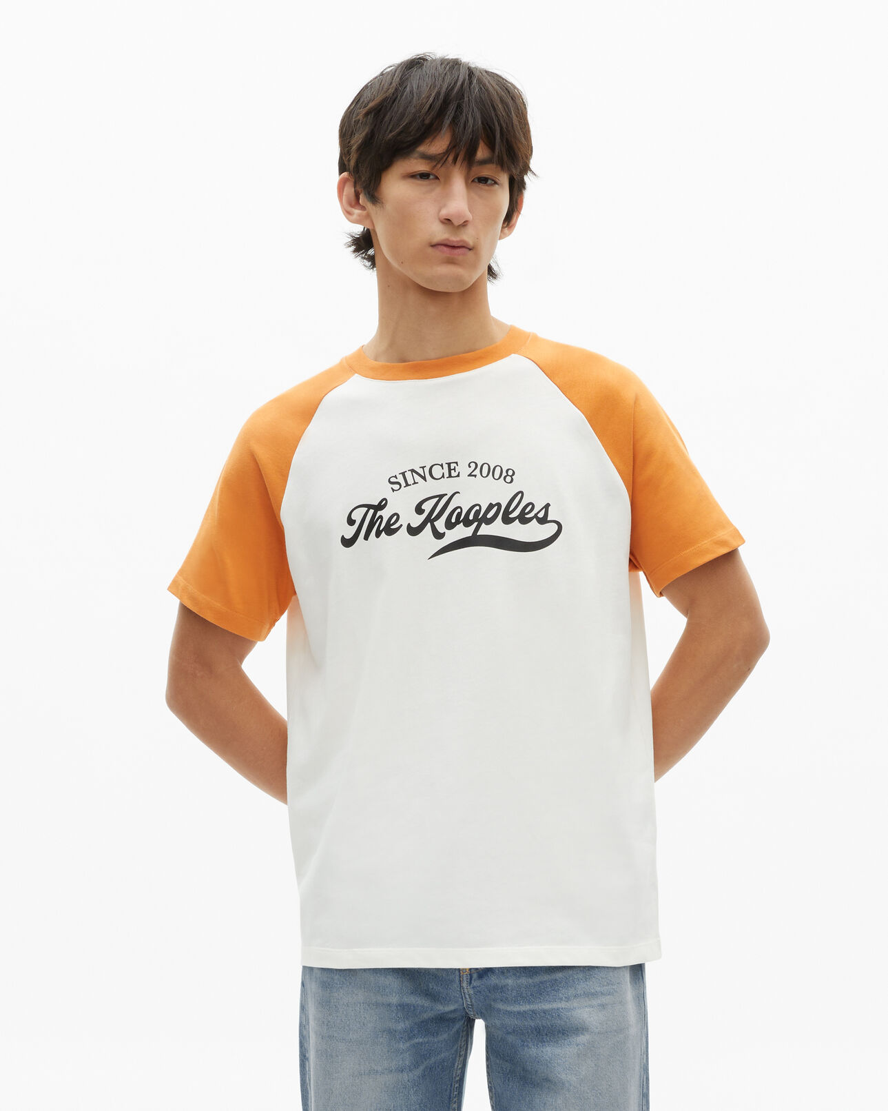 The Kooples H ECRU t-shirt with ecru logo screen print