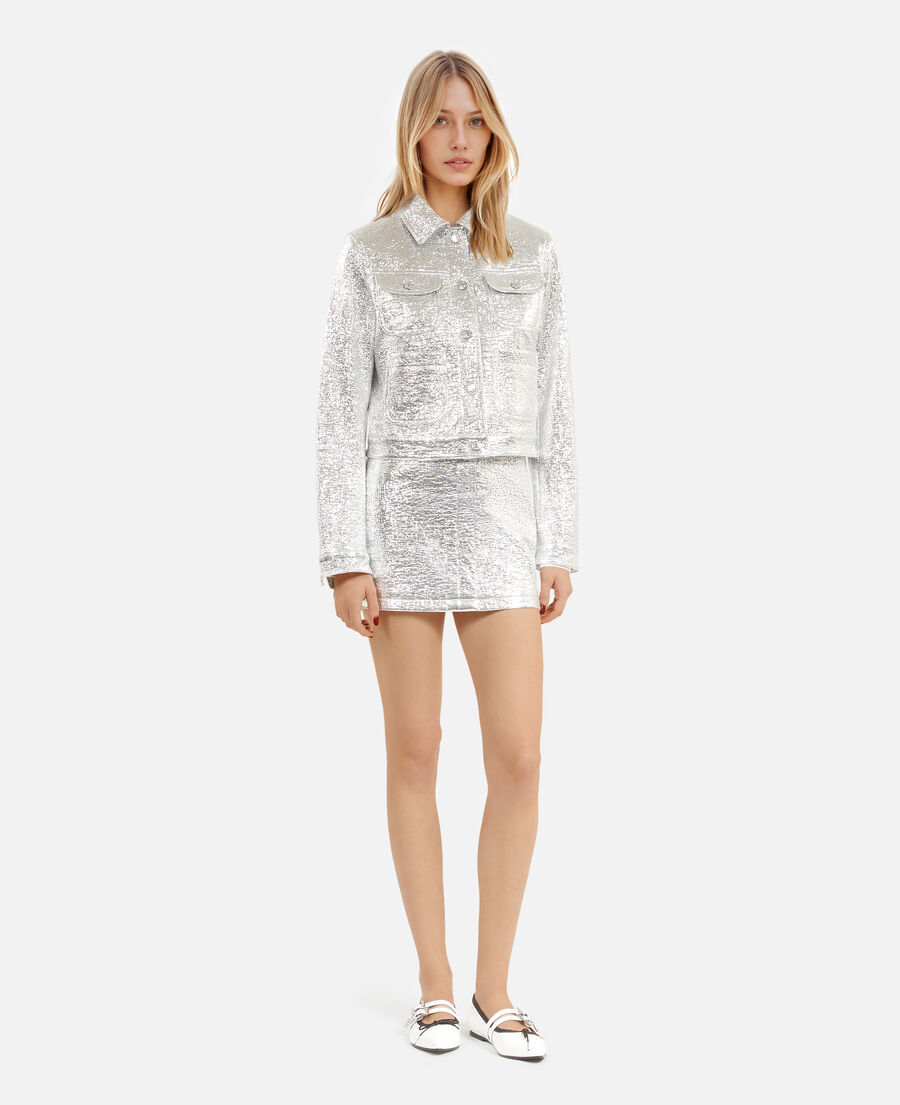 The Kooples DAMEN SILVER silberne kurzjacke
