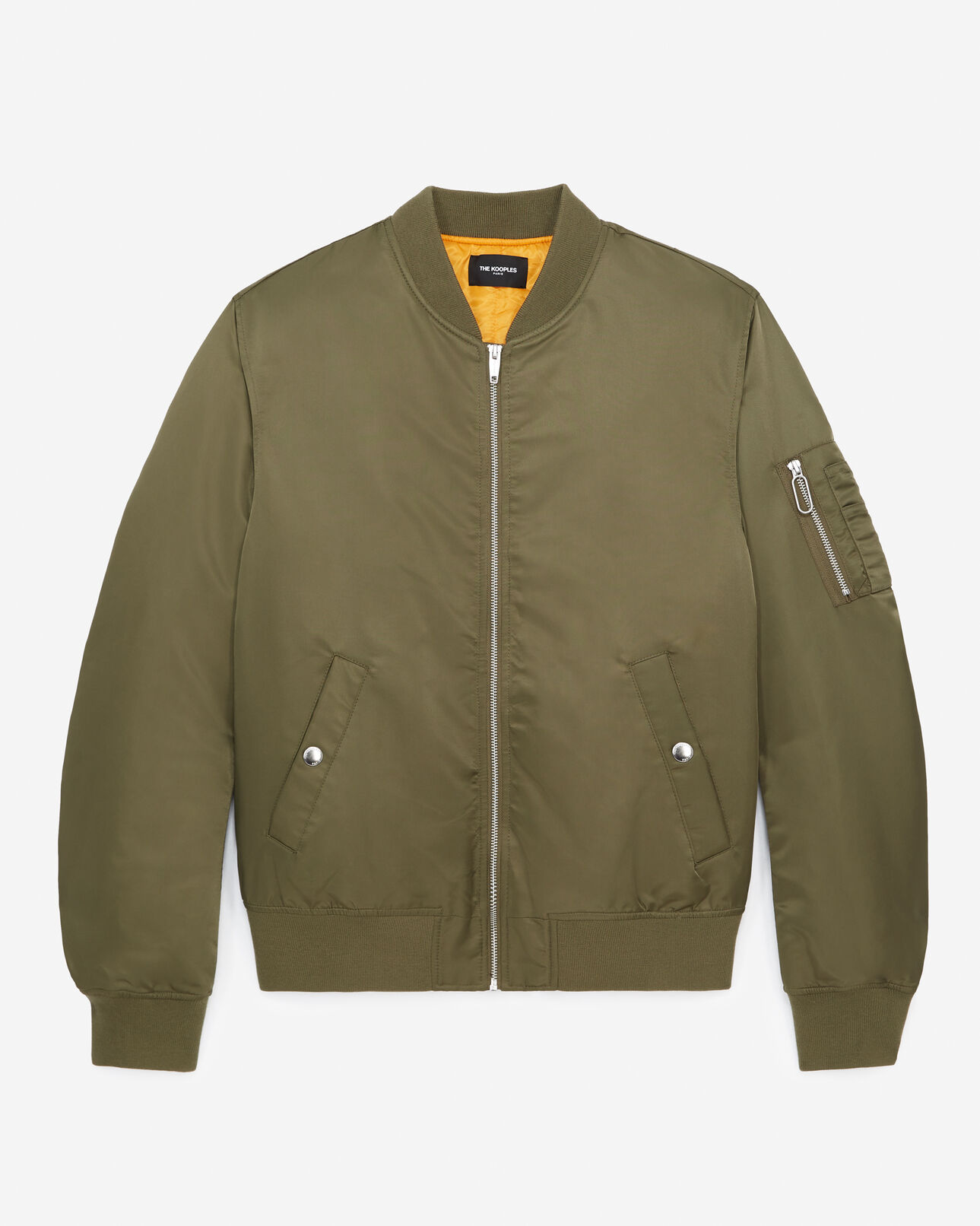 The Kooples MEN KAKI khaki bomber jacket with orange lining
