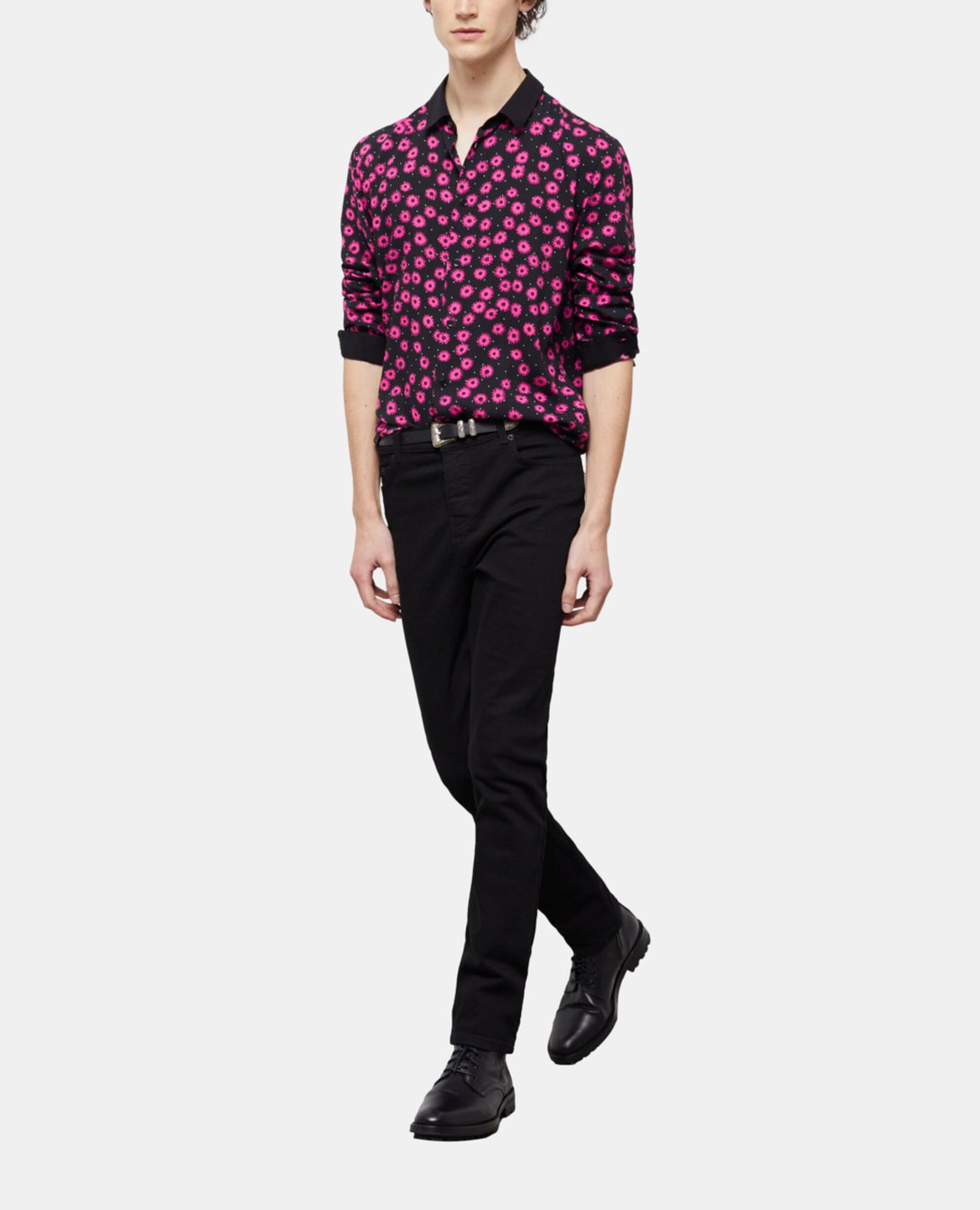 Chemise col classique imprimée, BLACK / PINK, hi-res image number null
