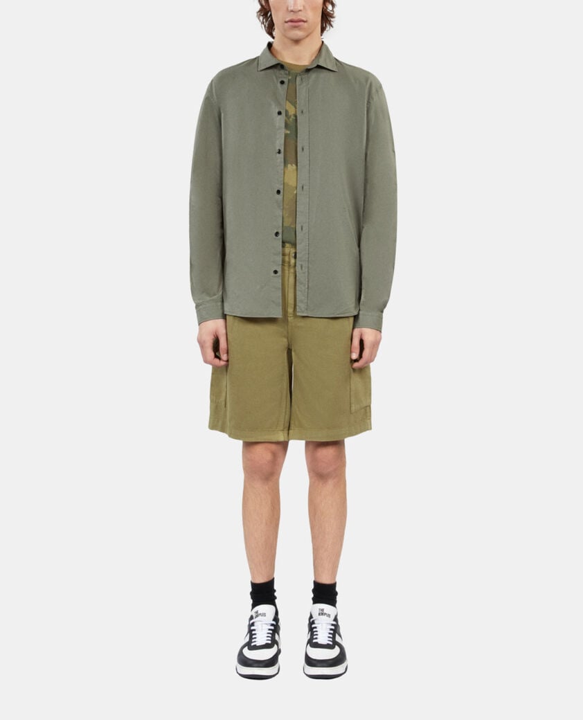 The Kooples H WOOD KAKI green cotton voile shirt