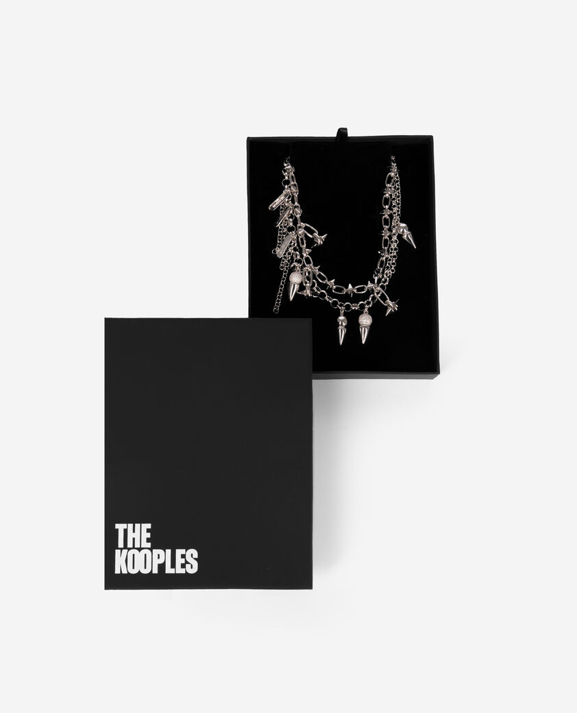 The Kooples DAMEN SILVER 2-reihige silberne spike-halskette