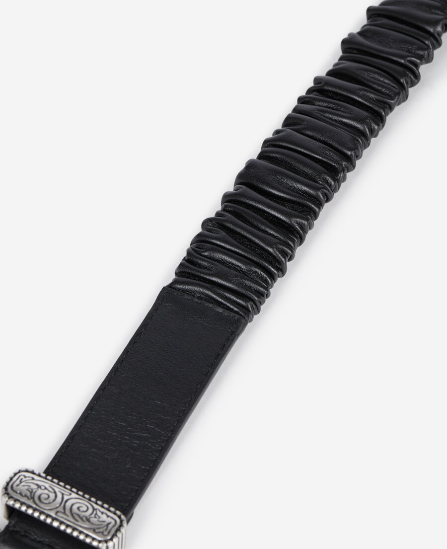 The Kooples WOMEN BLACK wide black gathered leather belt