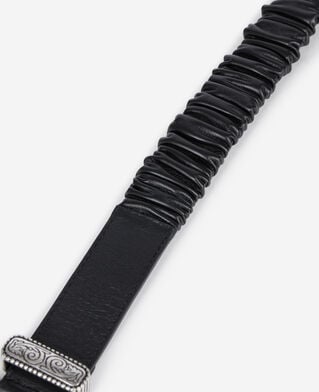 The Kooples WOMEN BLACK wide black gathered leather belt