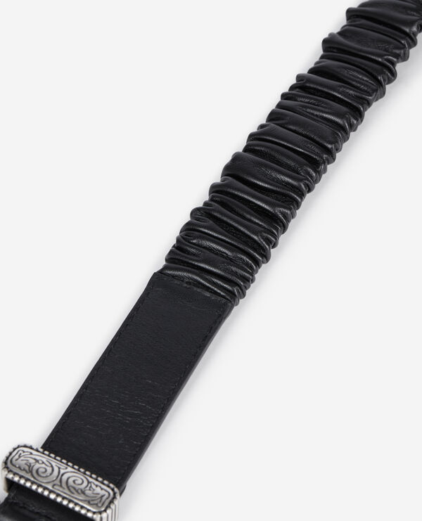 The Kooples WOMEN BLACK wide black gathered leather belt