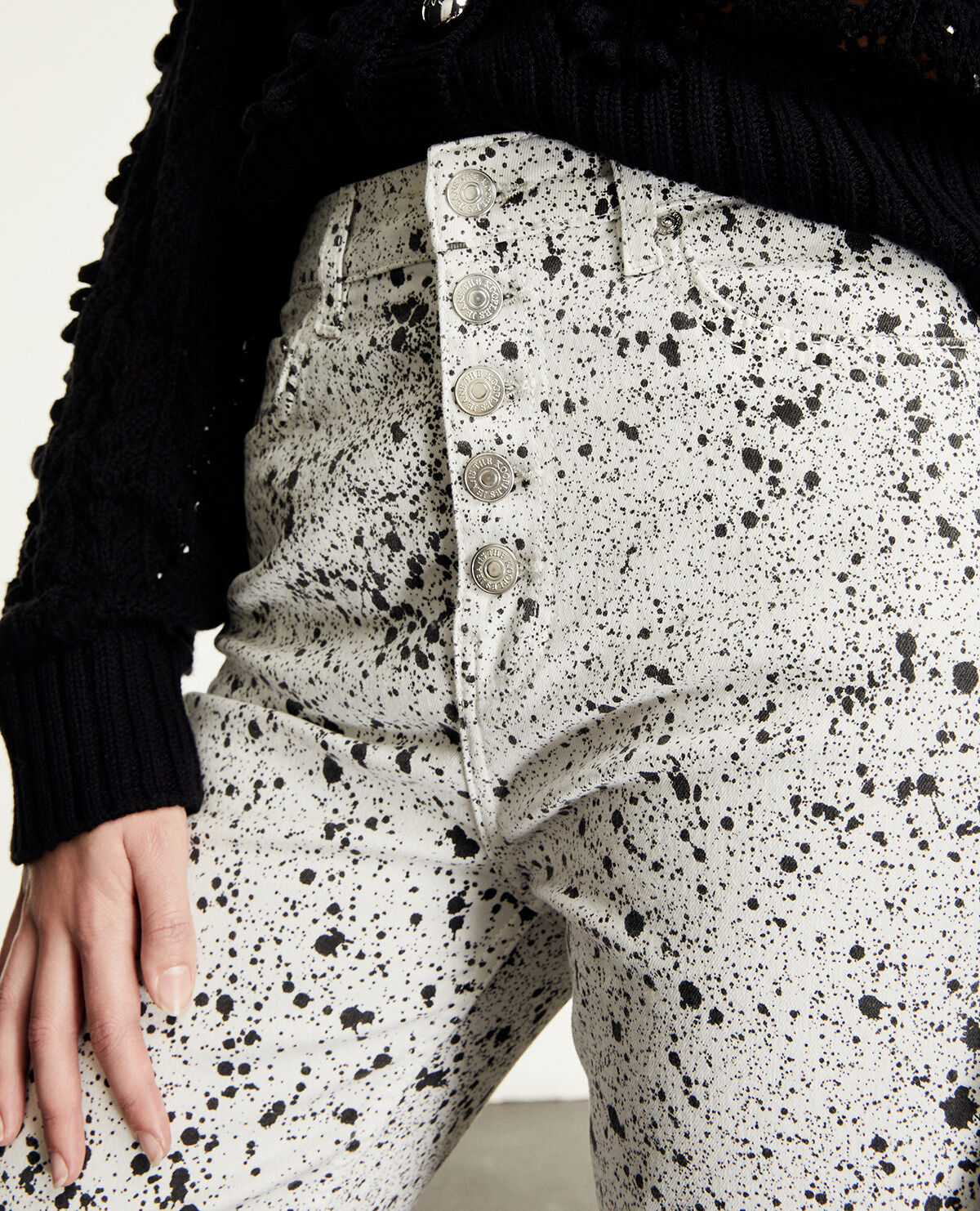 Black jeans white paint best sale