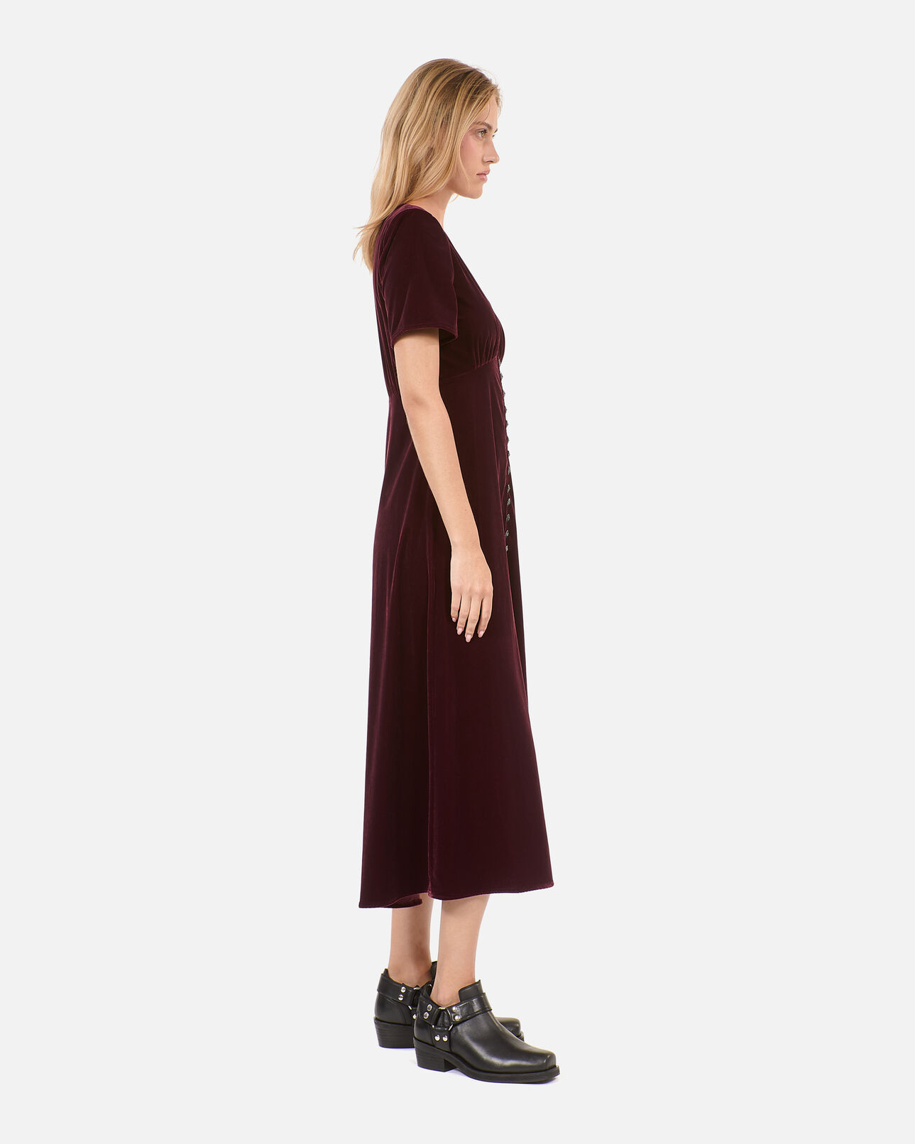 The Kooples WOMEN BURGUNDY long burgundy velvet dress