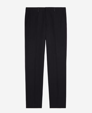 The Kooples HOMME BLACK pantalon de smoking avec d&eacute;tails en satin droit noir