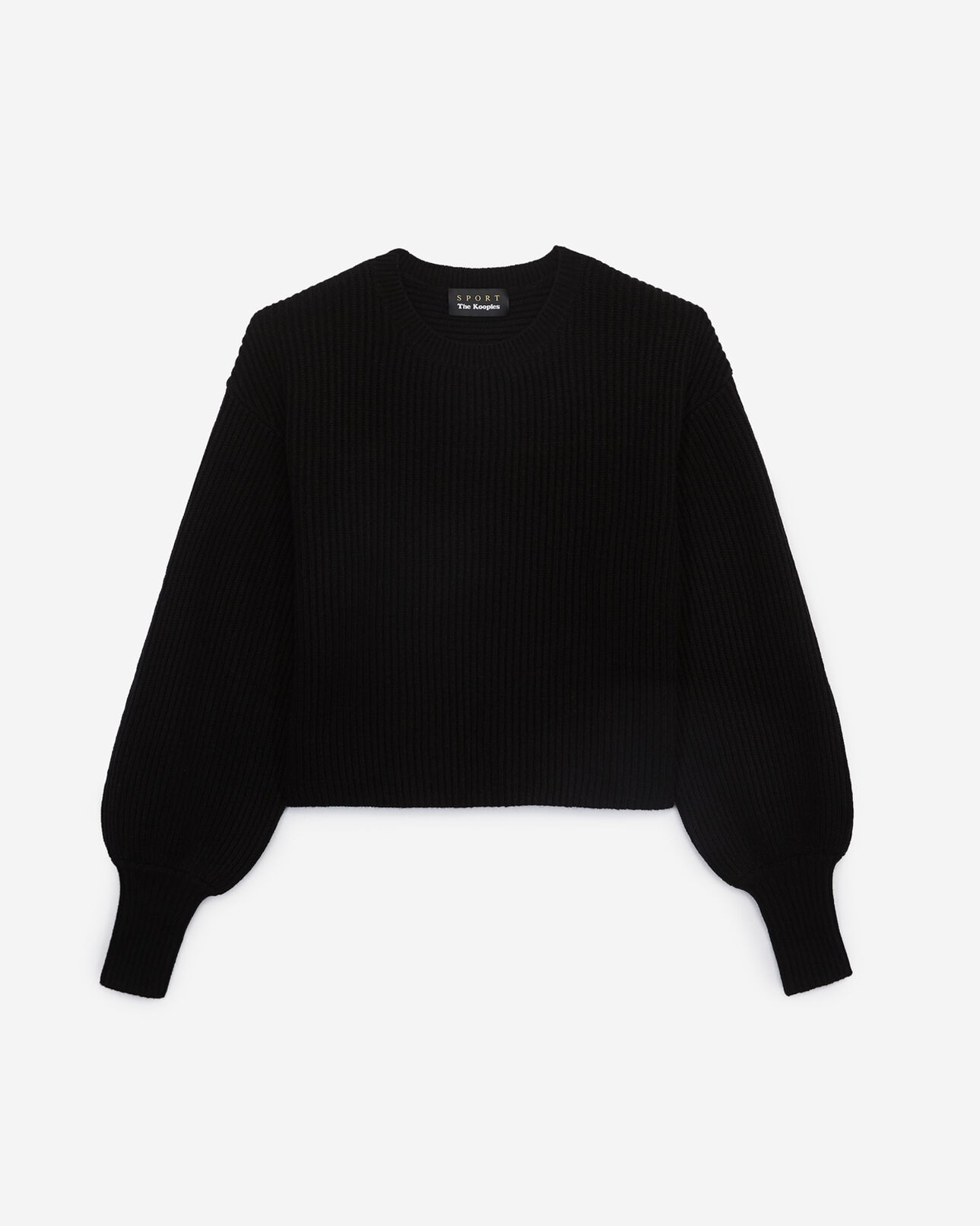 The Kooples DAMEN BLACK schwarzer pullover mit feiner rippung