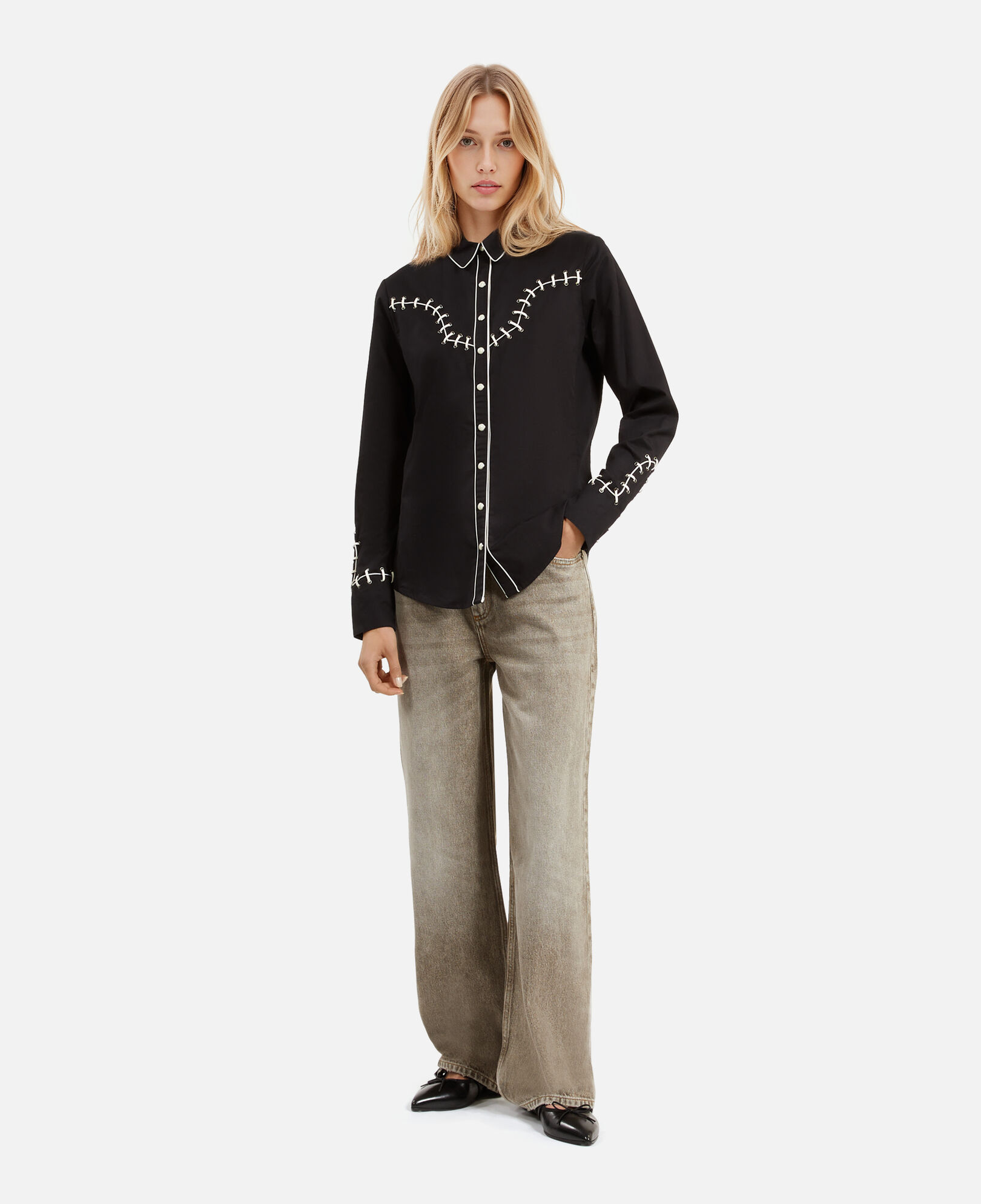 The Kooples FEMME BLACK chemise avec broderies noire