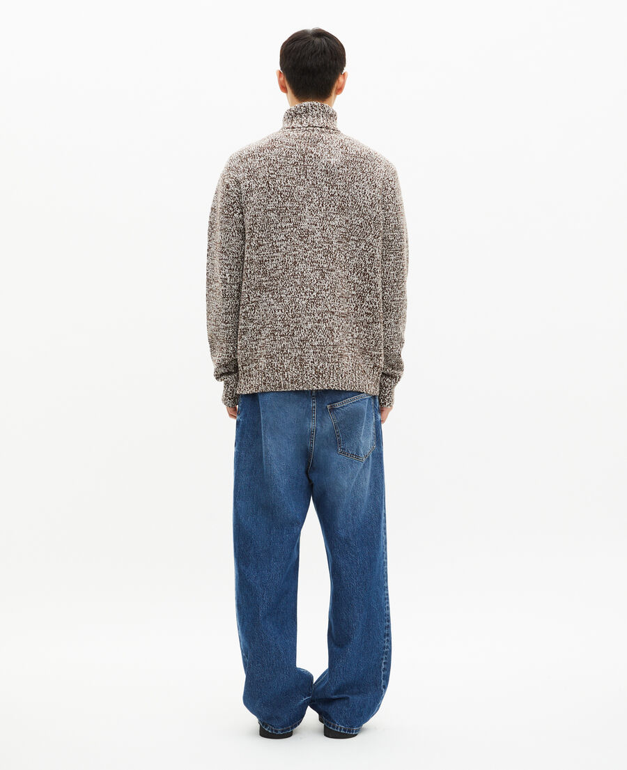 The Kooples HOMBRE BEIGE-BROWN jersey beige y blanco con cuello vuelto