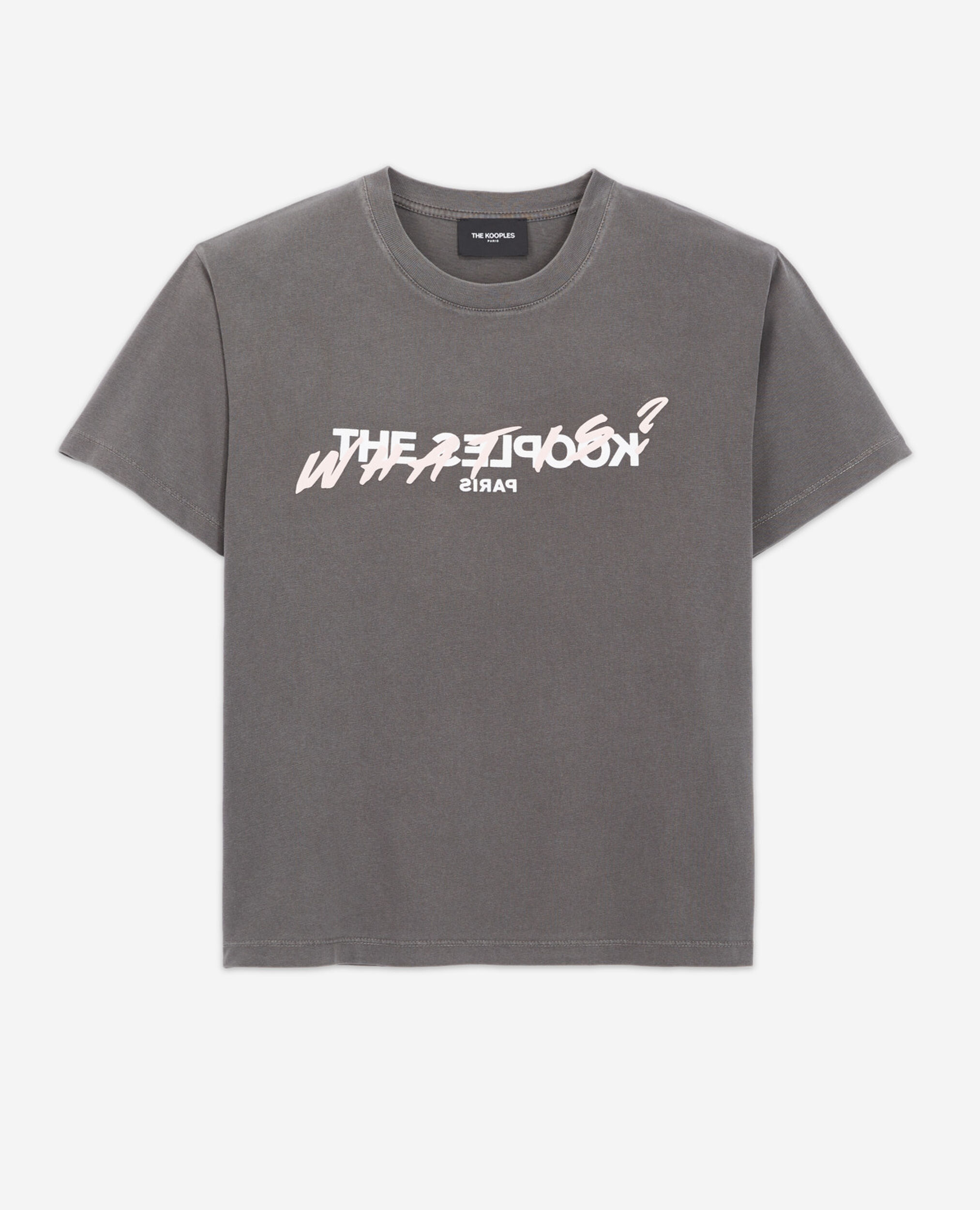 T-Shirt graue Baumwolle mit Logoprint, GREY, hi-res image number null