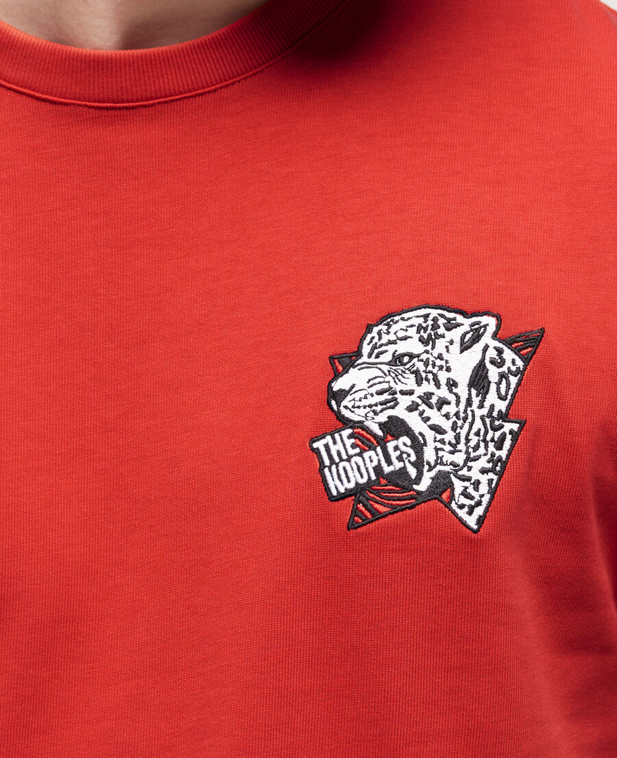 red tiger screen print t-shirt
