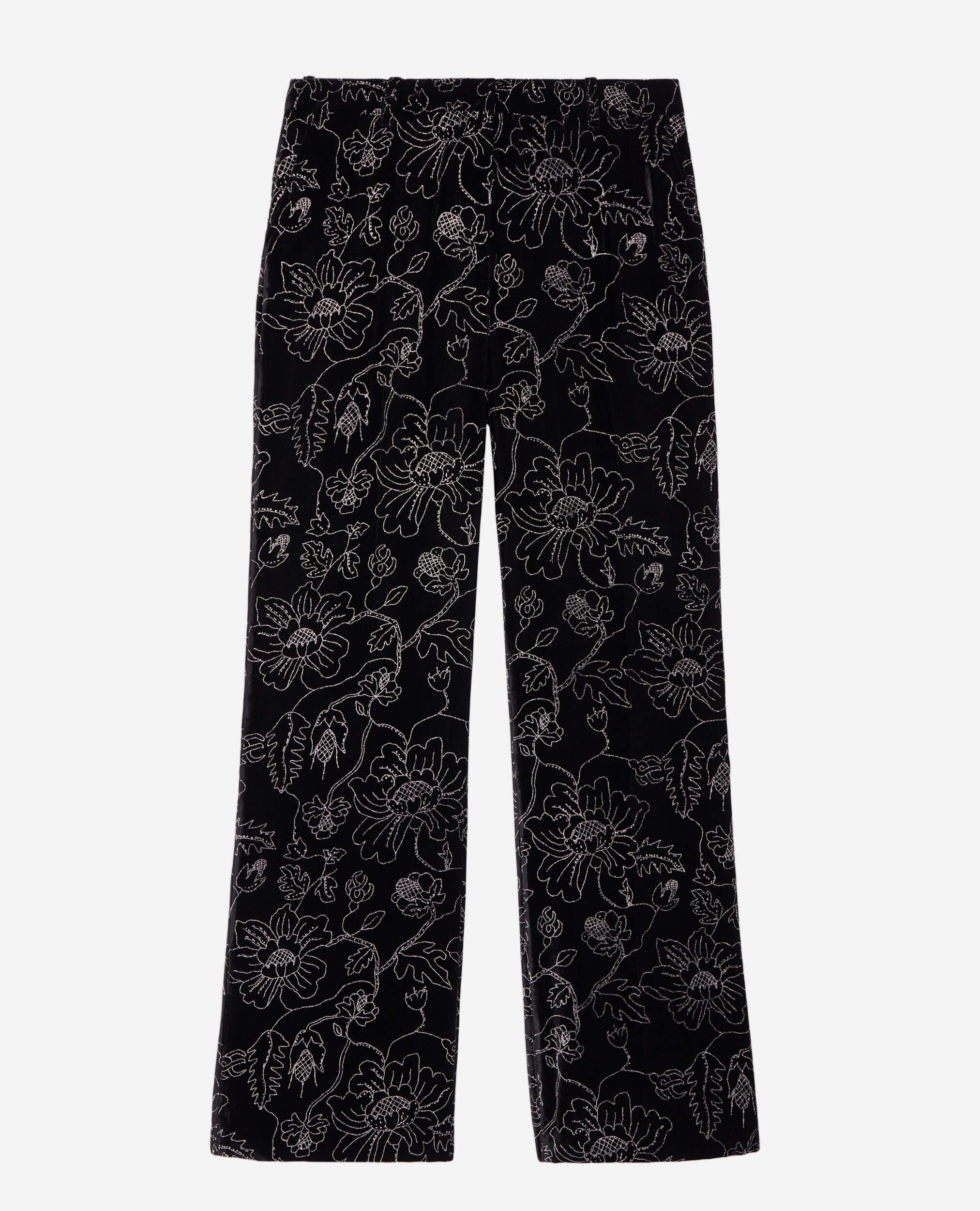 Black velvet suit trousers, BLACK, hi-res image number null