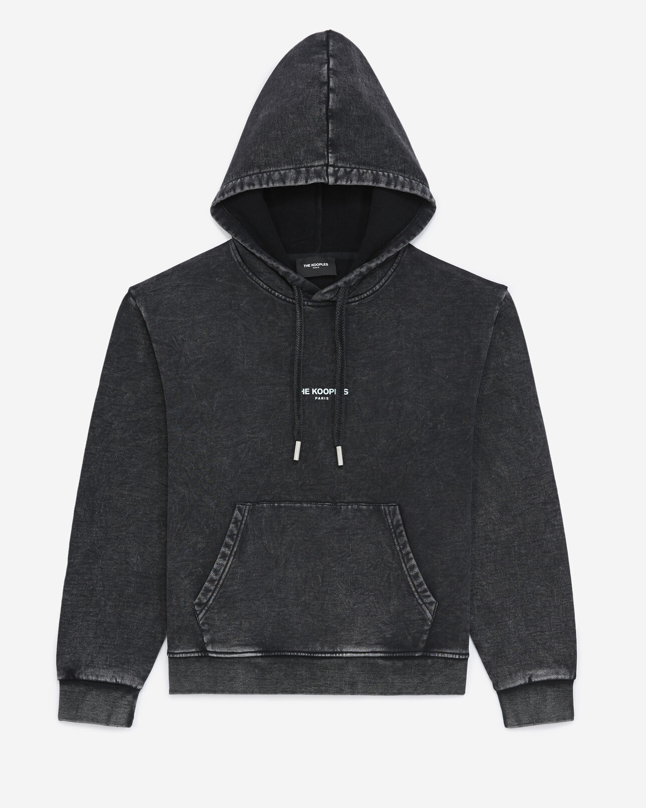 The Kooples WOMEN BLACK WASHED faded hoodie with contrasting logo