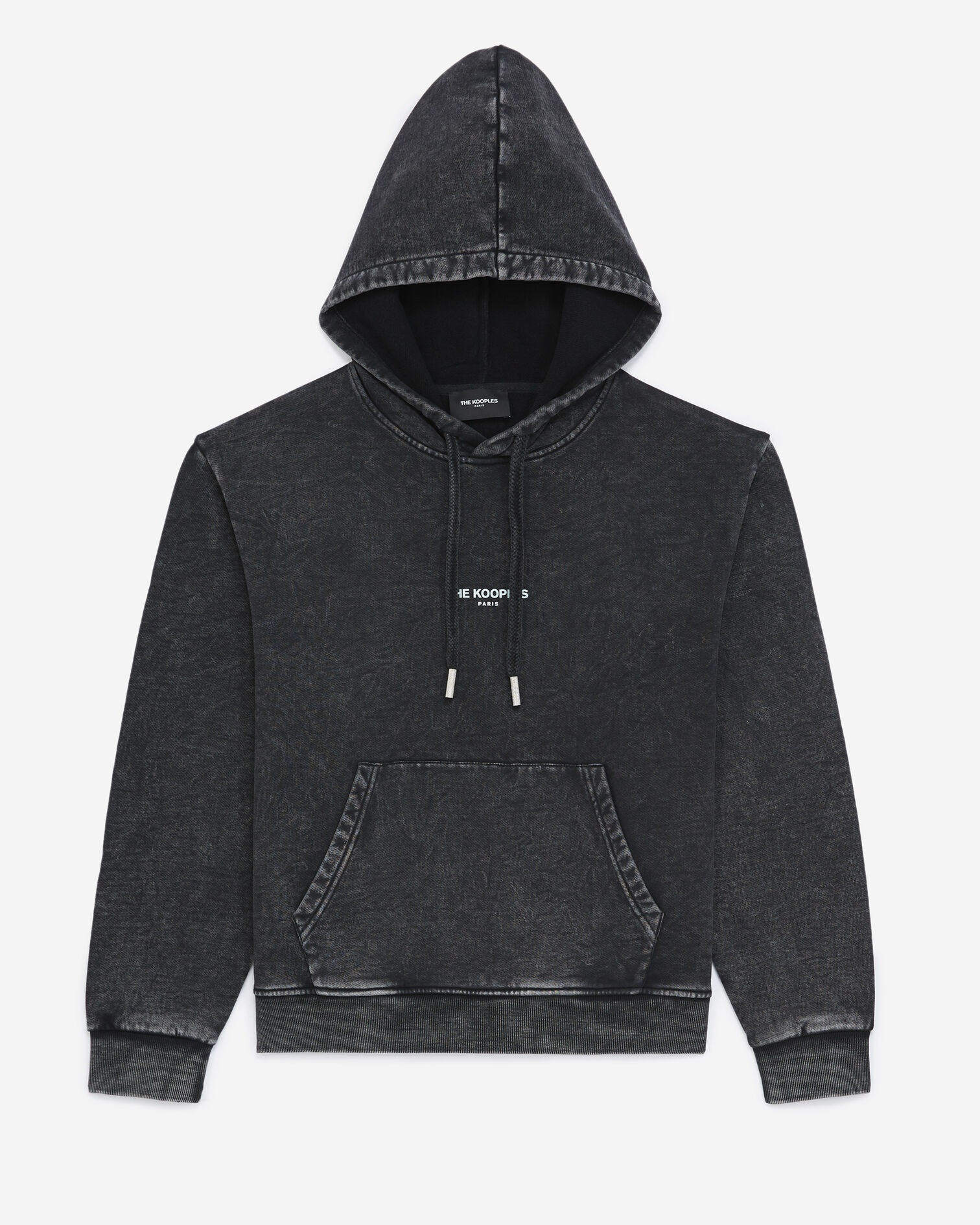 Faded hoodie with contrasting logo, BLACK WASHED, hi-res image number null