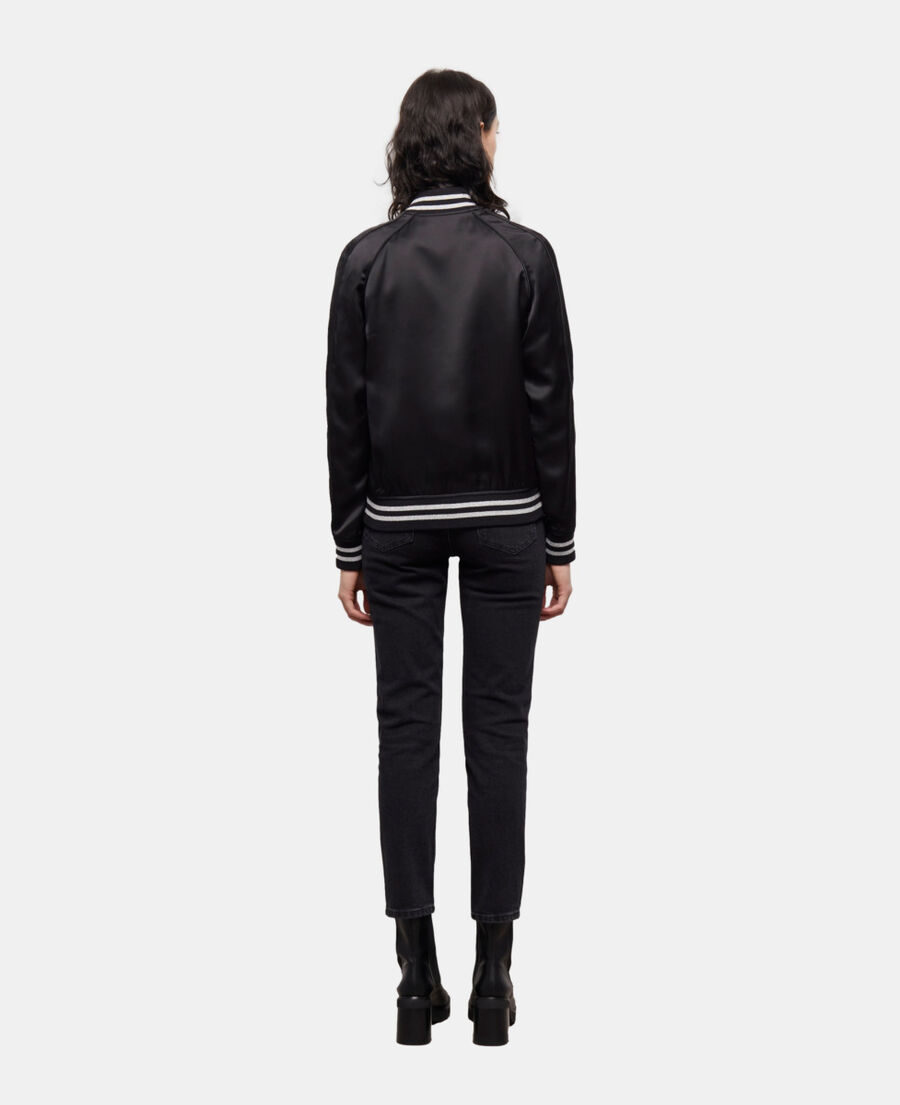 black satin zipped sweatshirt