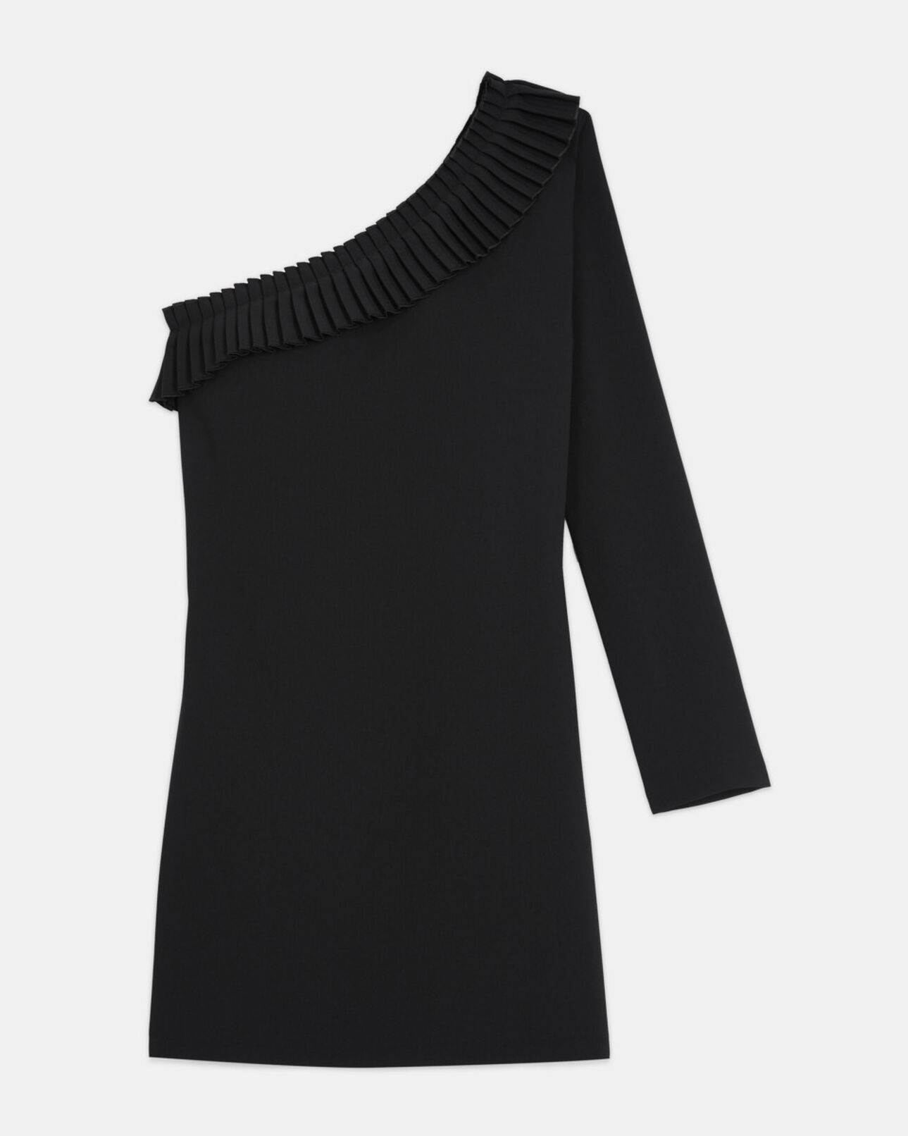The Kooples WOMEN BLACK one shoulder short black dress