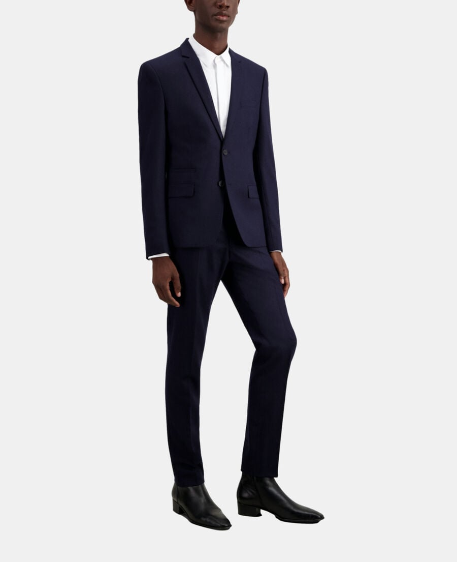 The Kooples HOMME NAVY veste de costume bleu marine en flanelle