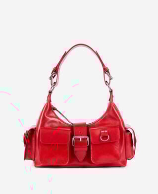 The Kooples F RED red vintage treatment leather amelia bag