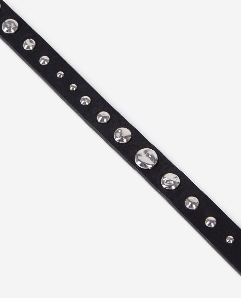 The Kooples WOMEN BLACK thin leather belt with black studs