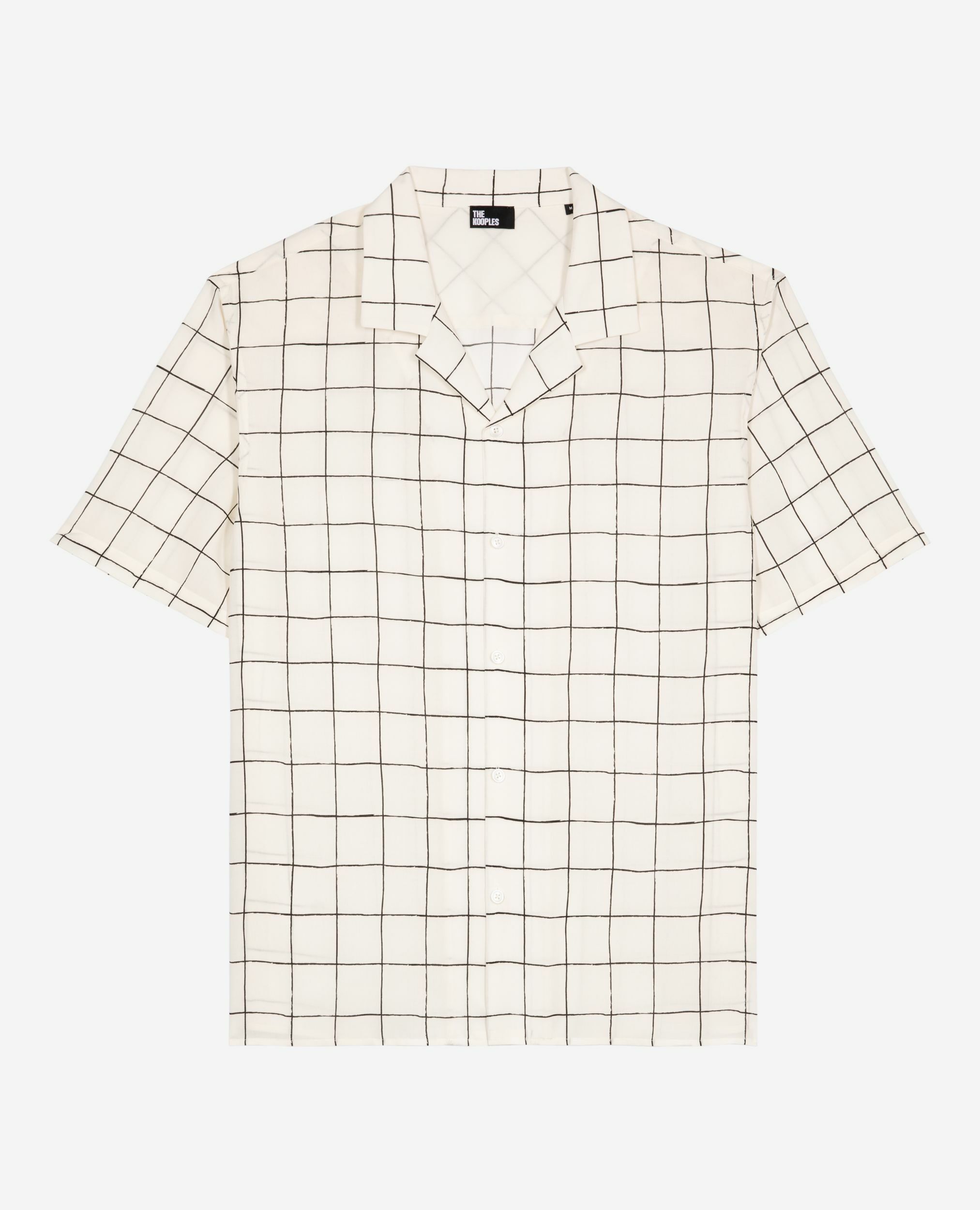 Short-sleeved plaid shirt, ecru, WHITE / BLACK, hi-res image number null