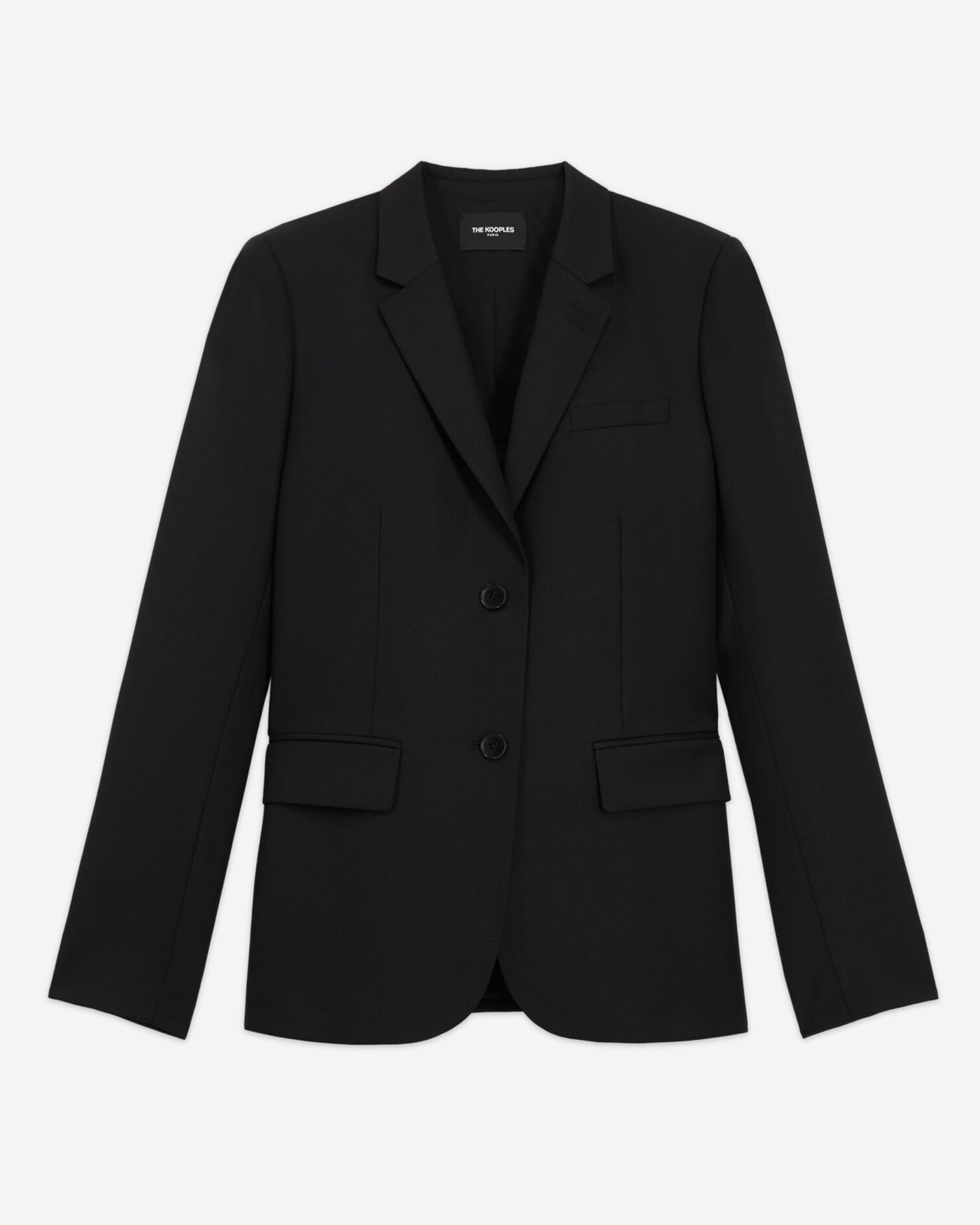  Slim-Fit-Anzugjacke aus schwarzer Wolle, BLACK, hi-res image number null