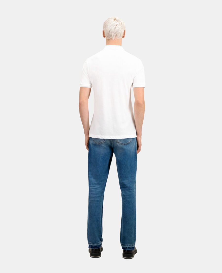 The Kooples H WHITE / DUCK BLUE white cotton polo t-shirt