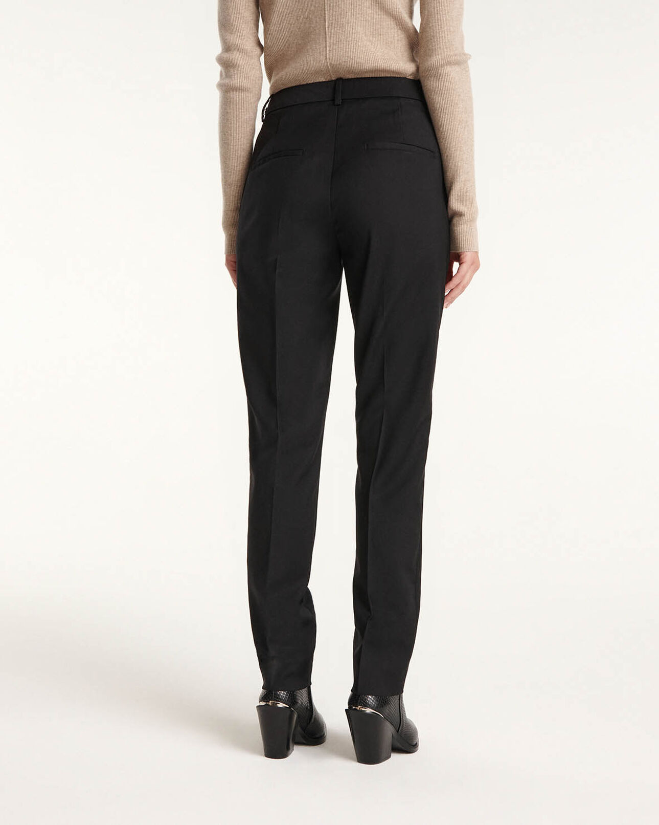 The Kooples FEMME BLACK pantalon laine noir slim avec chaine