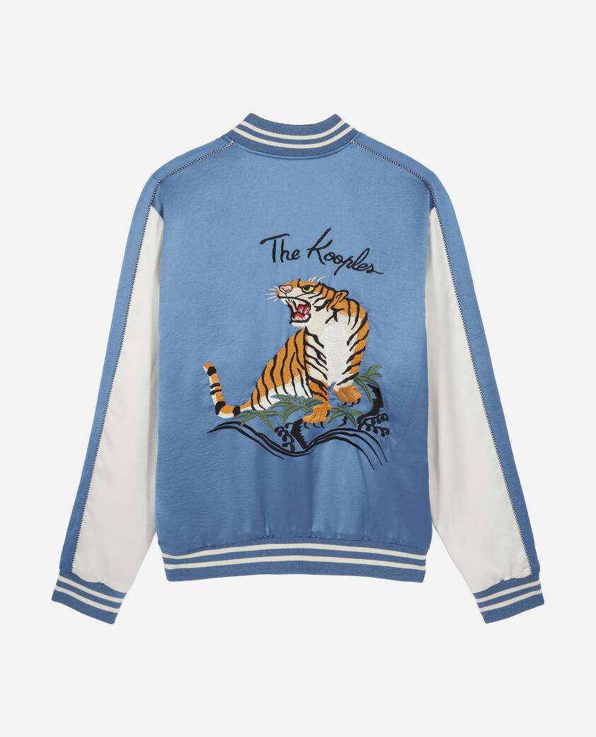 The Kooples HERREN BLACK satinschwarze wendejacke mit tiger-stickerei