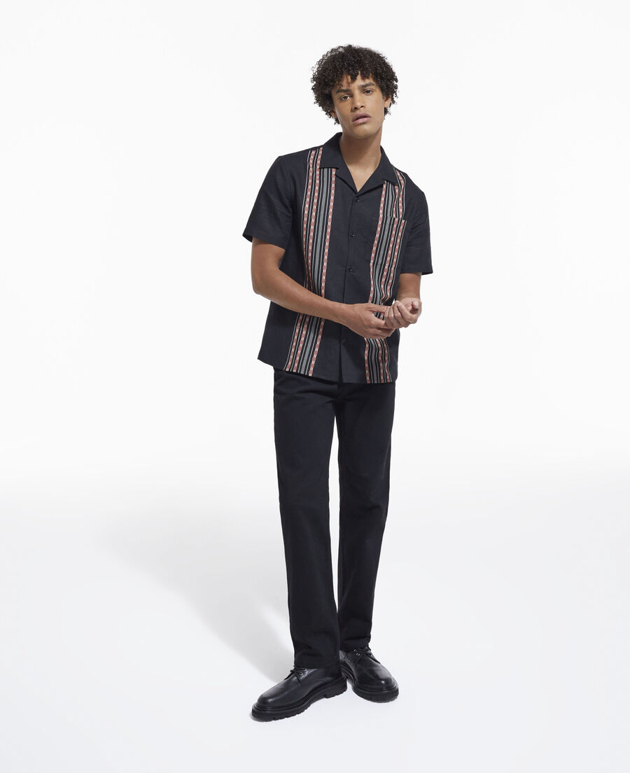 cotton linen shirt with contrasting stripes