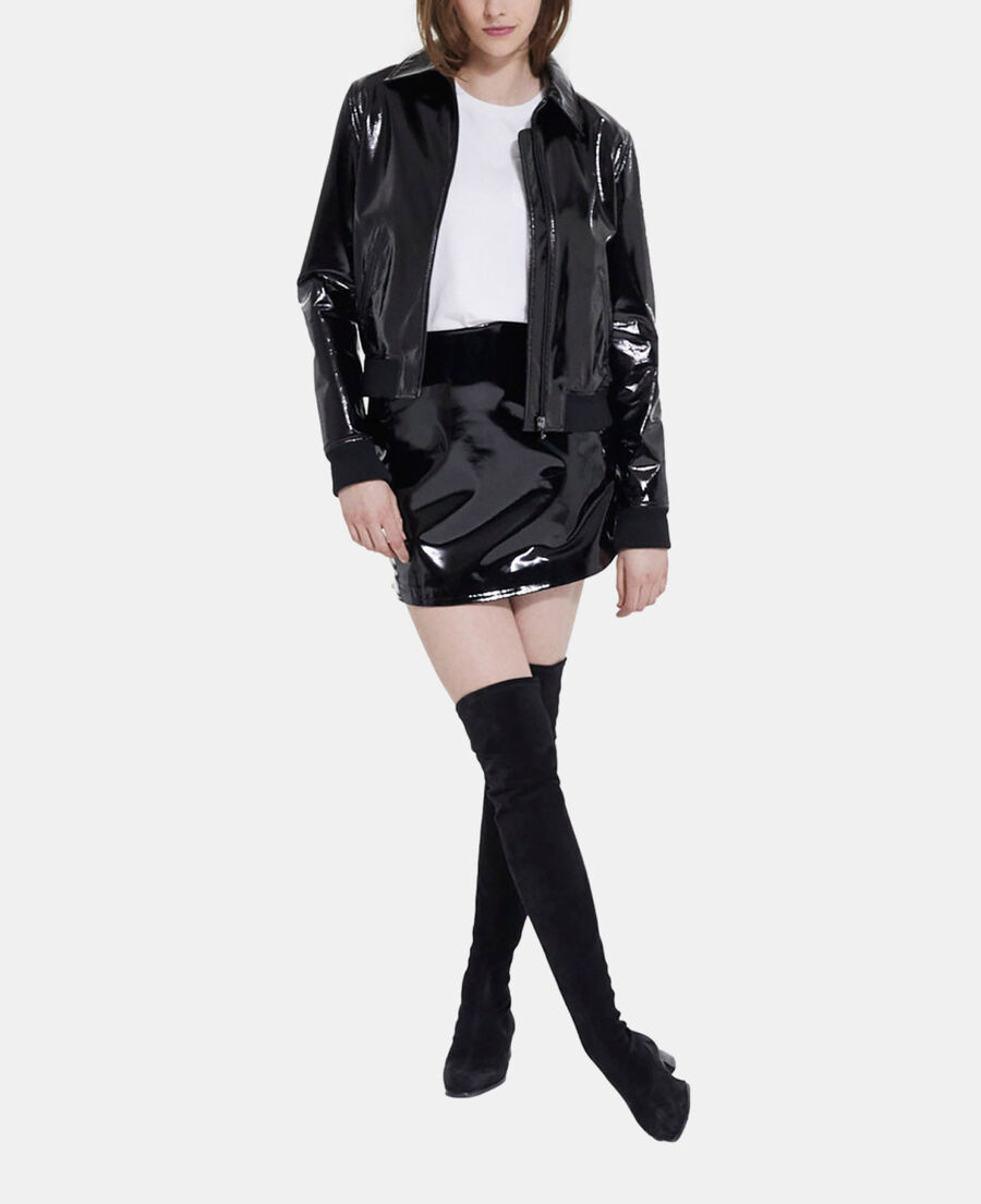 short black vinyl skirt