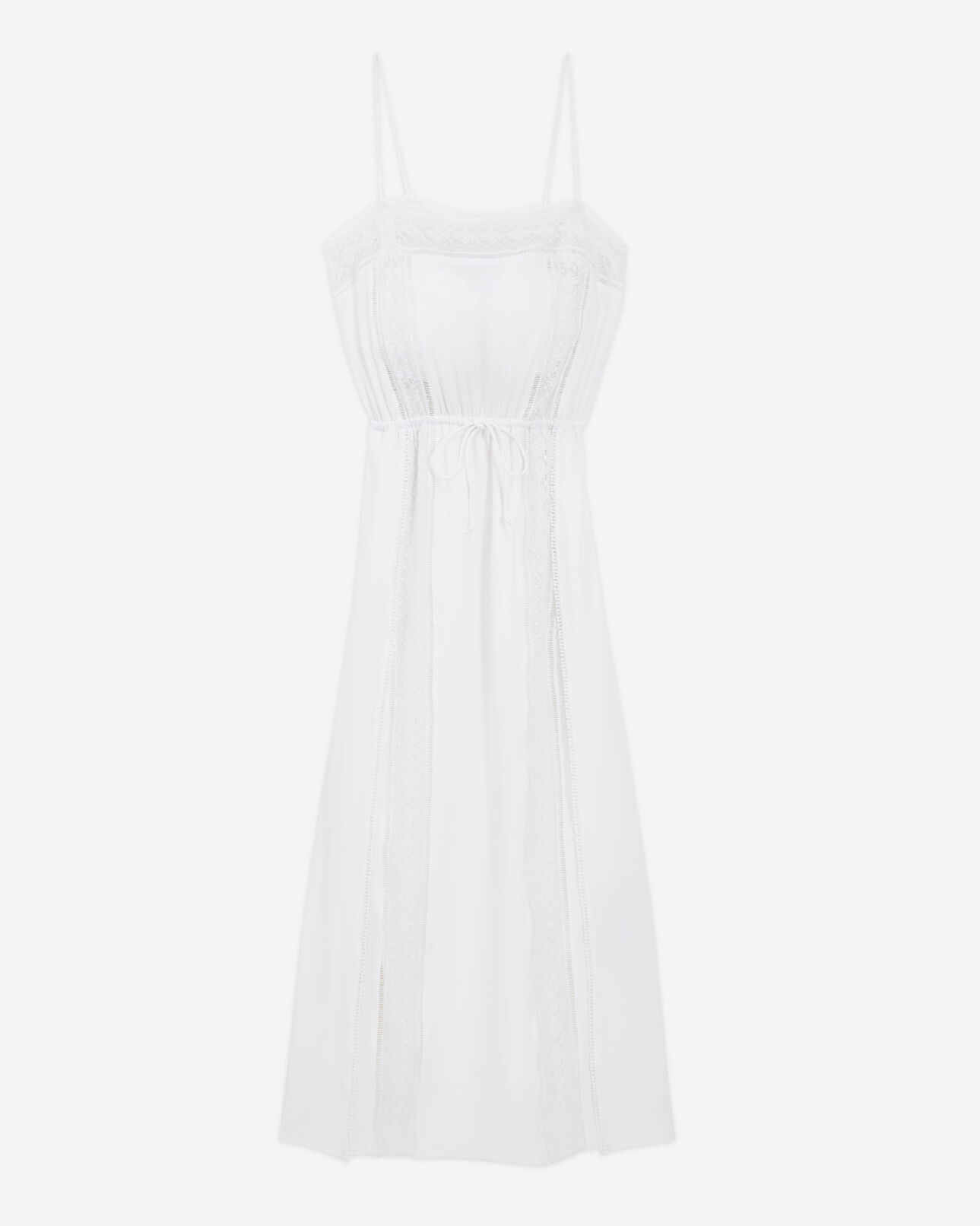 The Kooples FEMME WHITE robe longue blanche sans manches dentelle