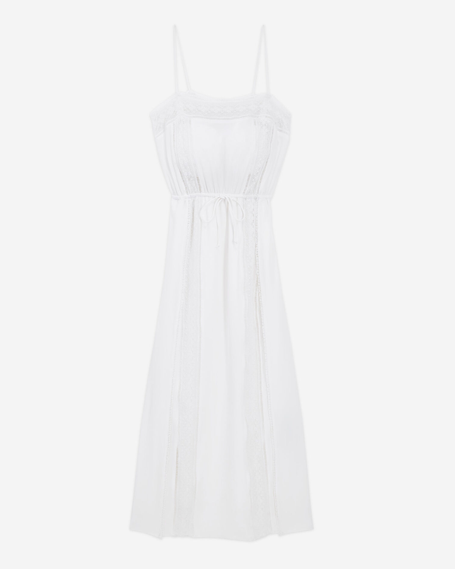 Robe longue blanche sans manches dentelle, WHITE, hi-res image number null