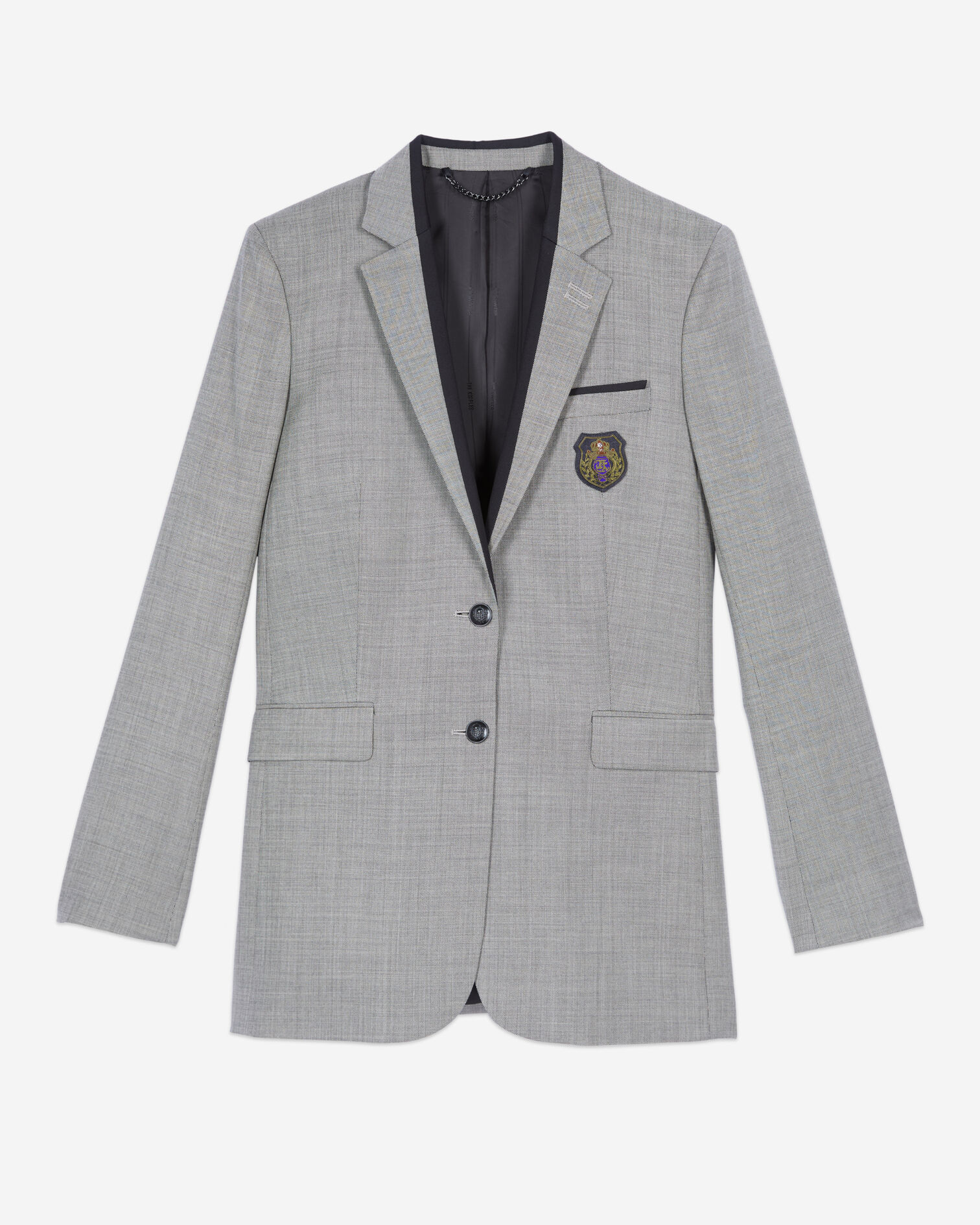 Veste tailleur en laine taupe, BEIGE MELANGE, hi-res image number null