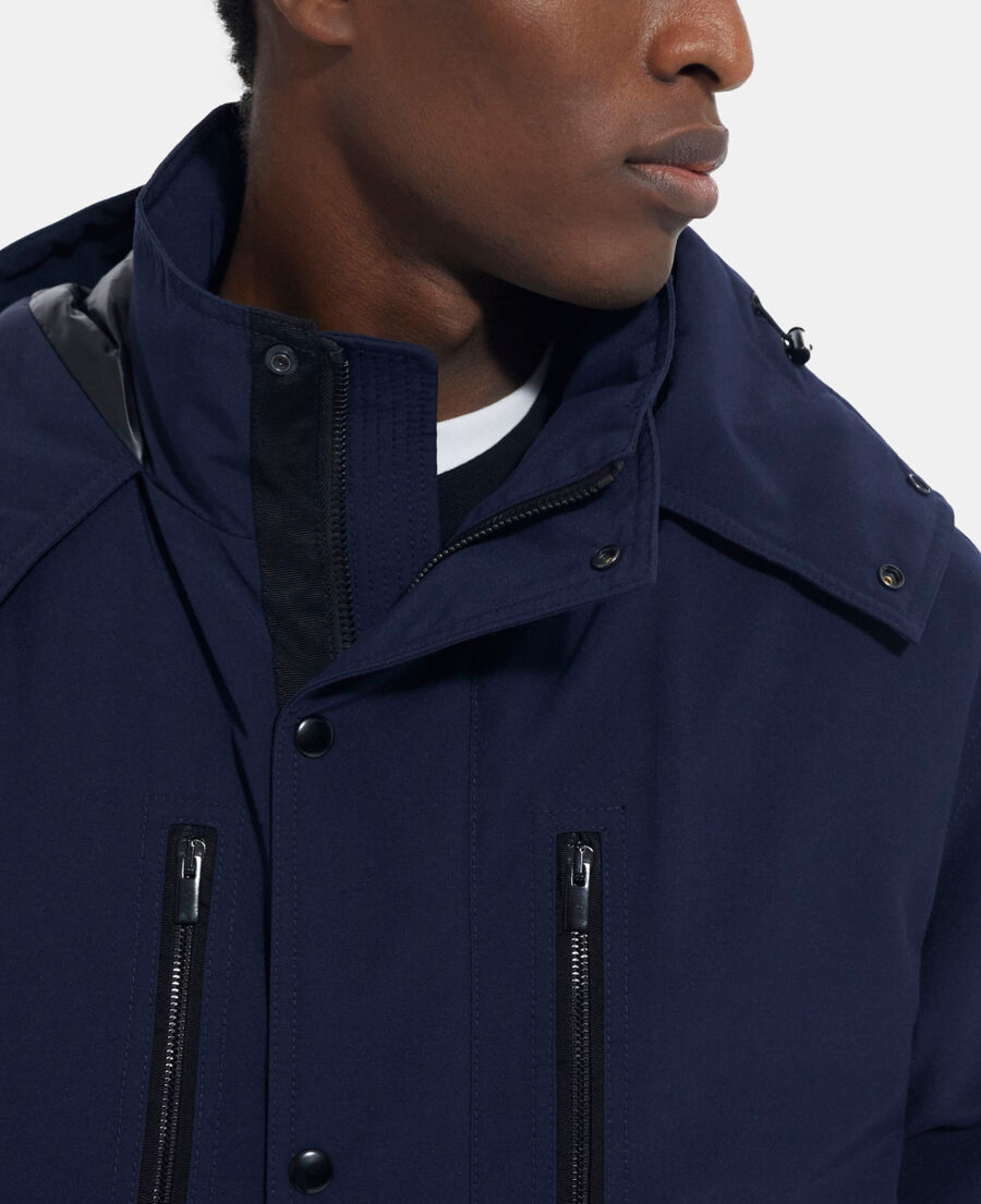 navy blue hooded parka