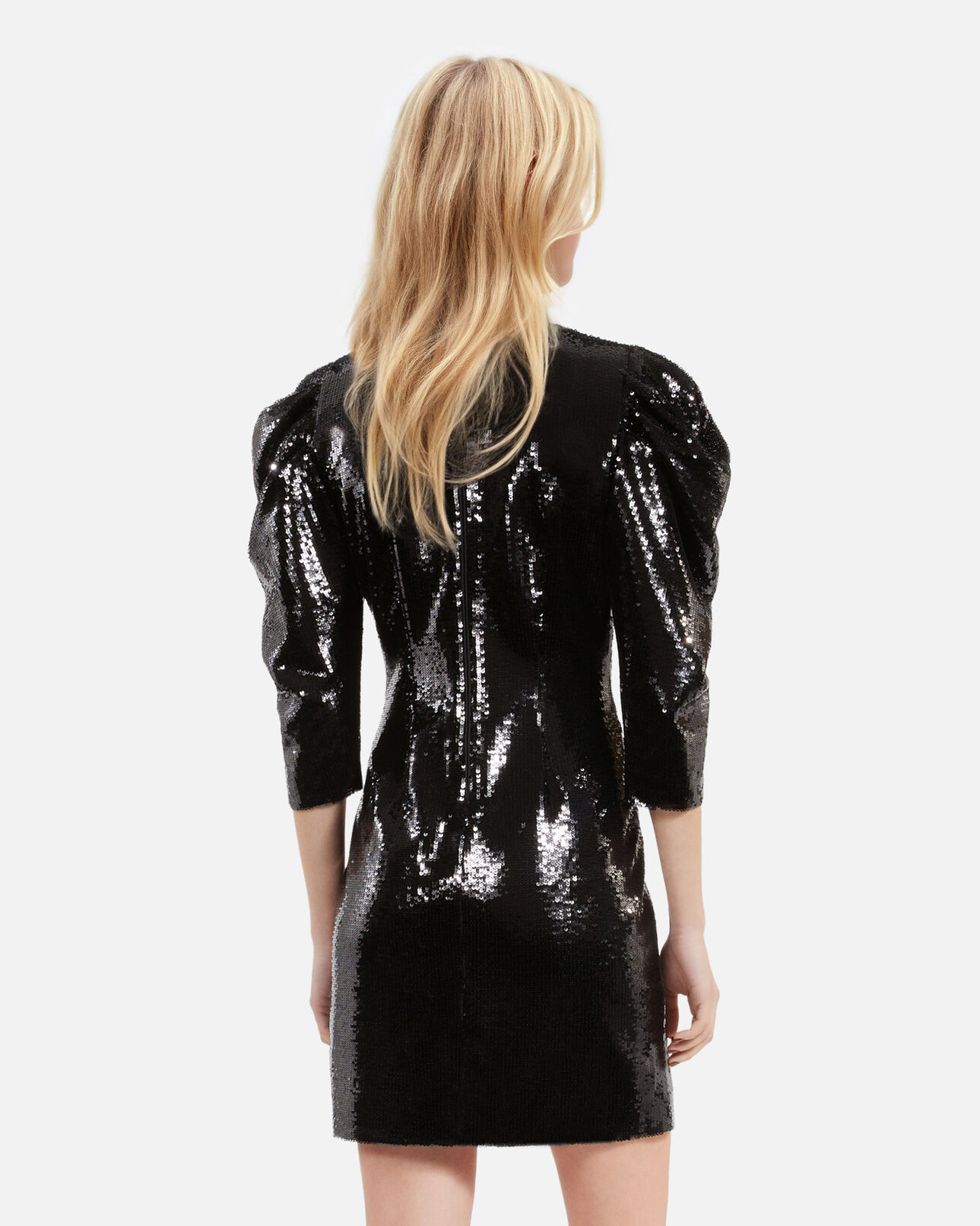 The Kooples WOMEN BLACK STONE short black sequin dress