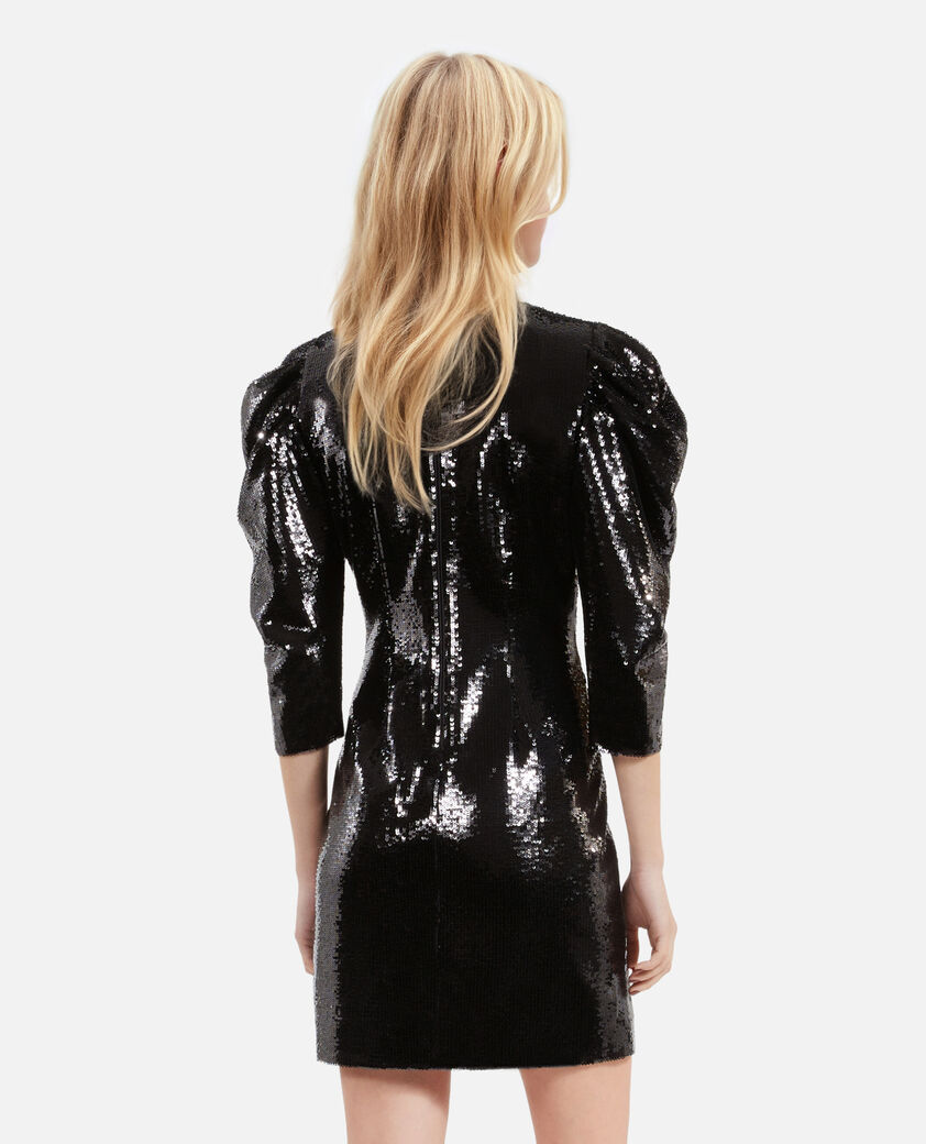 The Kooples WOMEN BLACK STONE short black sequin dress
