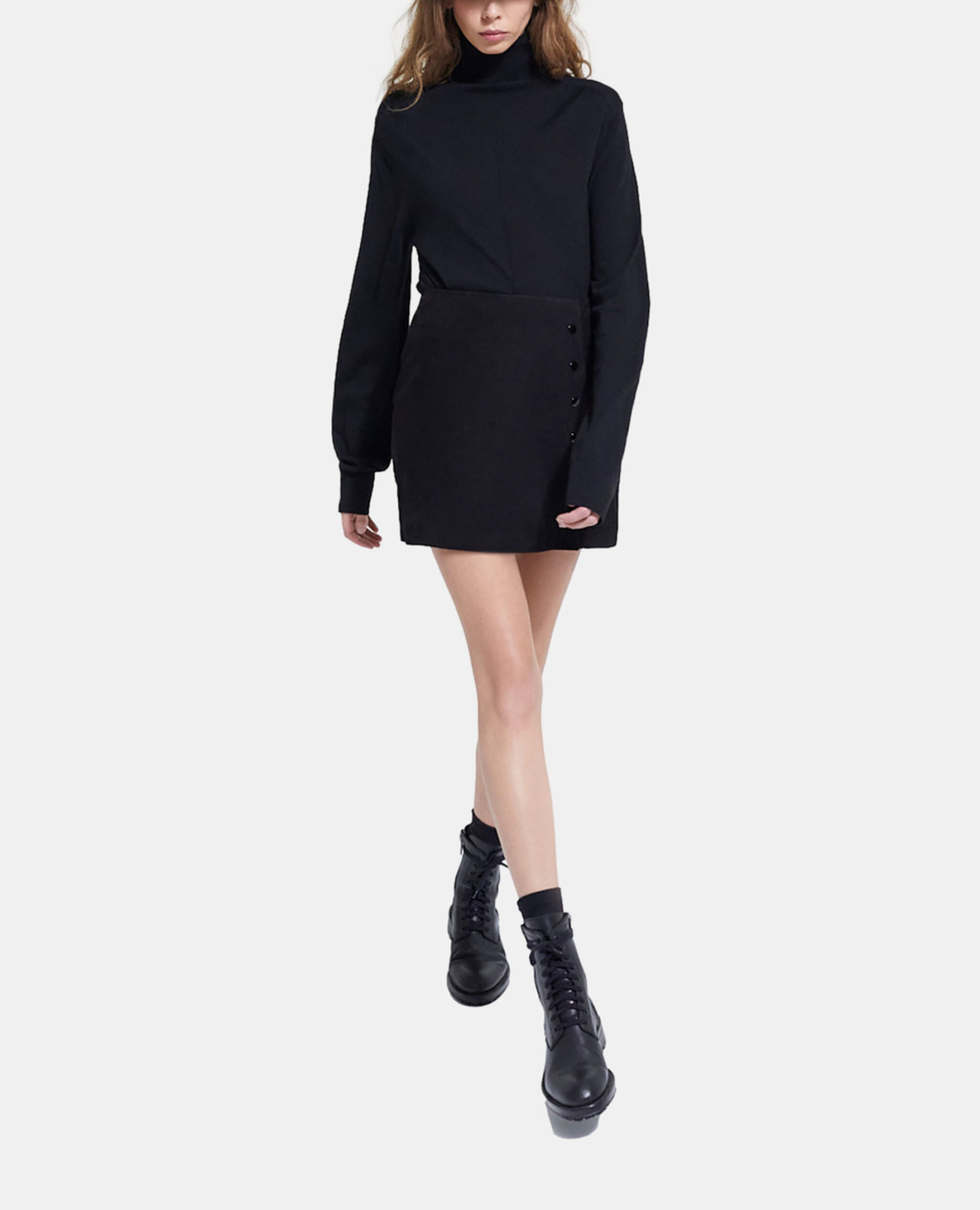 Jupe courte en cuir noire, BLACK, hi-res image number null